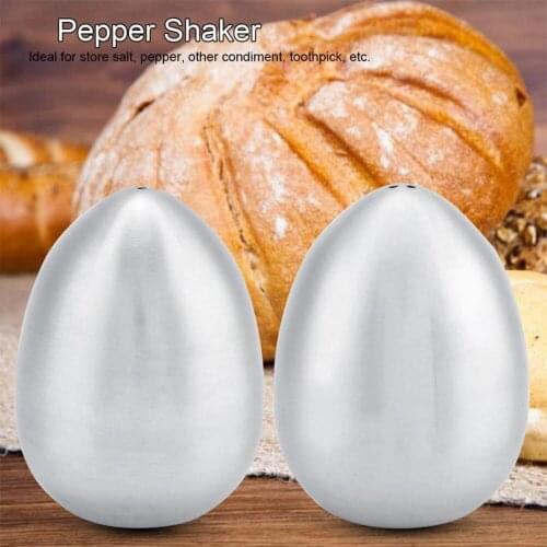 2 Types Stainless Steel Egg Shape Seasoning Pot Salt shaker Salt Pepper Set Cruet Condiment Box Cooking Bottle Kitchen Tool 70A