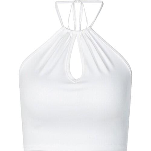 2021 Summer Halter Pure Color Sexy Halter Womens Top Basic Vest Sleeveless Party Club Basic Top Vest