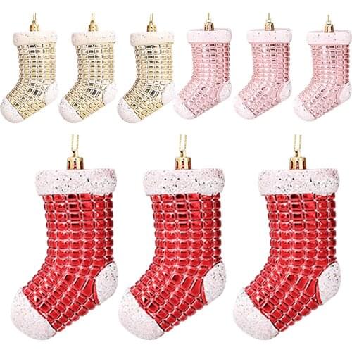 3pcs Christmas Stocking Festival Apple Gift Candy Bags Gifts Creative Christmas Pendant Christmas Tree Decorations Gift Socks