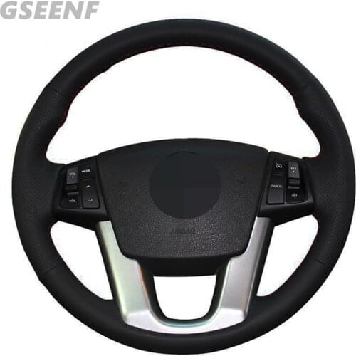 Car Accessories Steering Wheel Cover For Kia Cadenza K7 2011-2015 Kia Sorento 2009-2014 Black Hand-stitched Artificial Leather