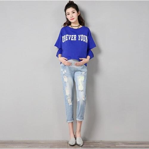 Pregnant Jeans Women Maternity Trousers Big Size Pregnancy Wear L-5XL Summer Maternity Clothes Wear Adjustable Belly Pants