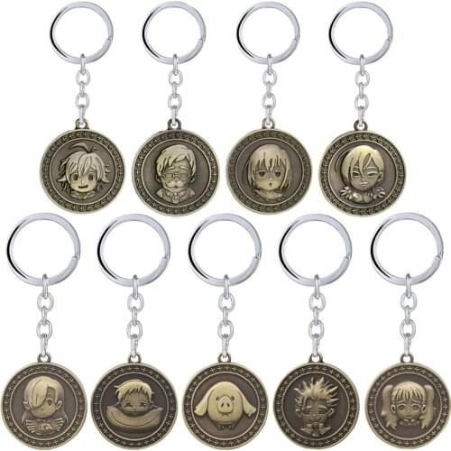 The Seven Deadly Sins Key Chain Anime Protagonist Meliodas Retro Coin Metal Keychains Key Ring Holder Pendant Charm Men Jewelry