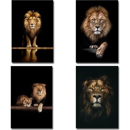 Lion in the Dark Canvas Art Posters And Prints Animals Wall Art Decorative Pictures African Lion Canvas Painting Home Wall Decor
