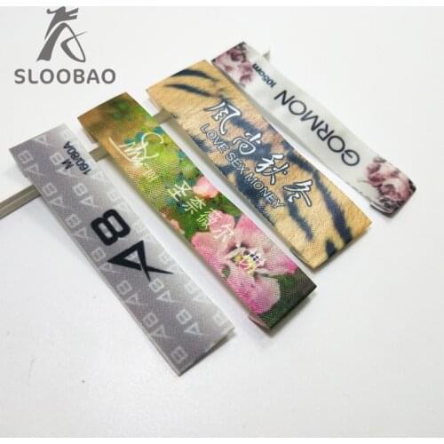 Environmental brand digital printing Wholesale customized garment shoe labels/woven labels/printed clothing label fold 5000pcs