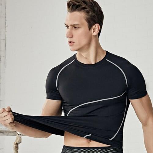 Elastic T-shirt Short-sleeved Track Field Sportswear Spring and Summer Friction Tennis Badminton Fitness Clothing Tshirt Men