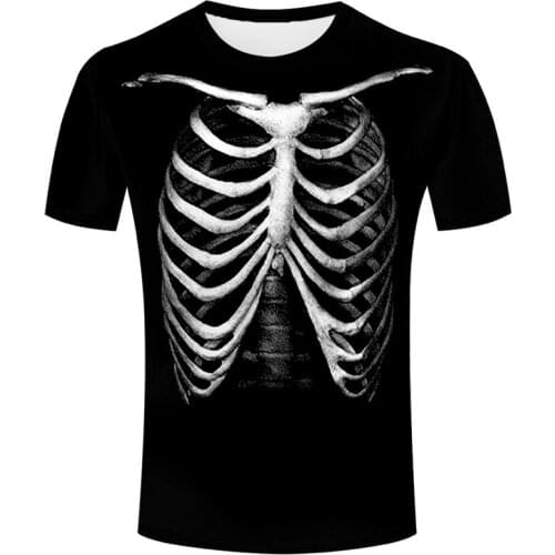 Brand Skeleton T Shirt for Men Bone T-shirts 3d Printed Funny t shirts loose punk ​tshirt Fitness Men Clothing Casual Tops 6xl