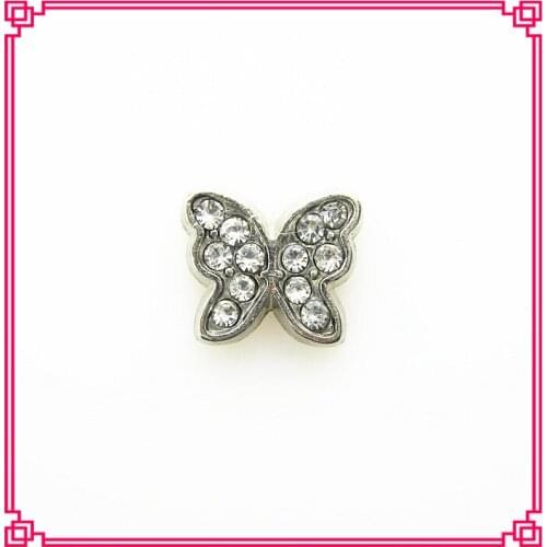 Hot selling 20pcs/lot Apr white crystal butterfly birthstone floating charms living glass lockets charms