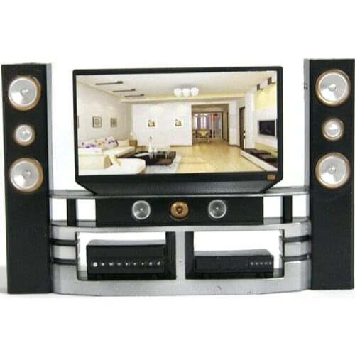 O for U Toy 1:6 TV Home Theater For 30cm Doll Demon Monster Dolls Dollhouse Furniture Fashionable Black TV Cabinet Set Toys