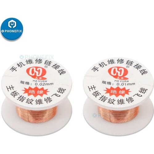 0.01mm 0.02mm Insulated Copper Jumper Wire PCB Repair Link Wire for iPhone Motherboard PCB Chip Welding Repair Soldering Wire