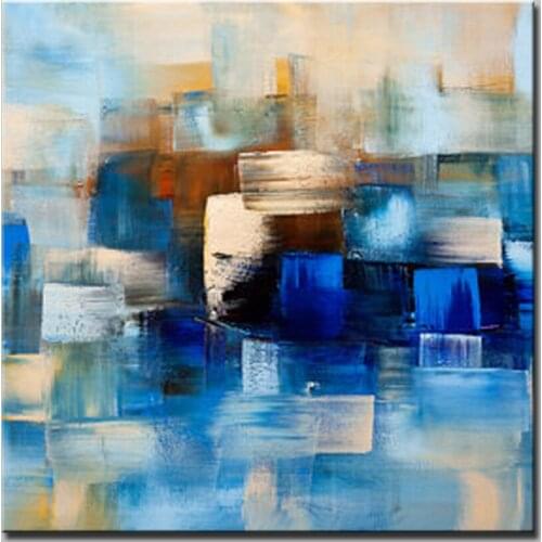 Frameless Picture 100% Hand Painted Color Block Oil Painting On Canvas Modern Abstract Wall Art For Living Room Home Decoration