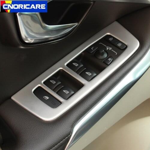 Stainless Steel Window Glass Lift Buttons Frame Decoration Cover Trim For Volvo V40 LHD Car Door Armrest Panel