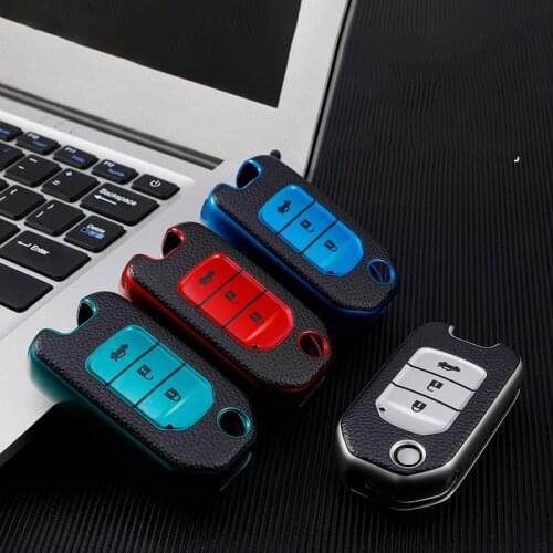 Leather TPU Car Remote Key Case Cover Holder bag For Honda CivIc HRV CRV XRV Crider Odyssey 2015-2018 Remote Key Protection
