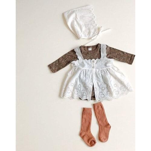 Koodykids Korean Style Baby Girl Lace Dress Rompers Spring With Hat Romper Prince Summer Soft Newborn Baby Girl Dress Clothes