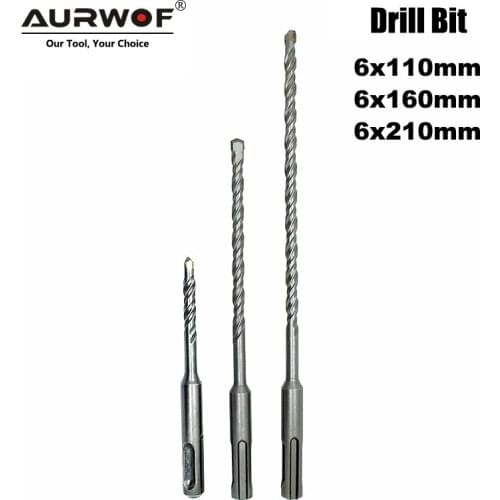 LA VIE 3pc SDS Plus Drill Bits 6mm Length 110 160 210mm Masonry Hole Saw Concrete Wall Brick Block Drilling for Electric 01003