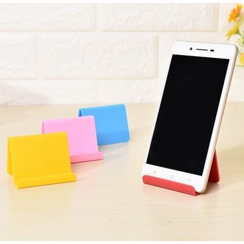 2pc Cute Mini Portable Mobile Phone Holder Candy Color Fixed Stand Base Universal Phone Bracket Rack Home Supplies Movable Shelf