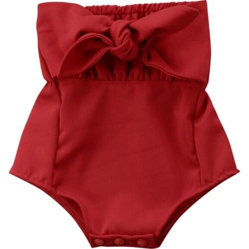 Fashion Summer Girl Jumpsuits 0-24M Toddler Infant Baby Girl Sleeveless Off Shoulder Front Bow Knot Romper Jumpsuit outfit