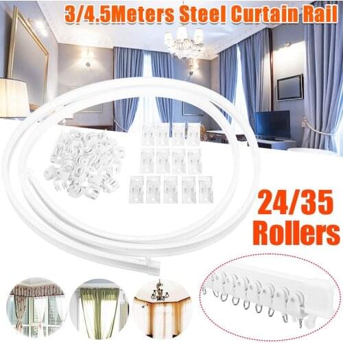 4.5m Curtain Track Curtain Rail Flexible Ceiling MountedStraight Slide Windows Balcony Plastic Bendable Home Window Decor