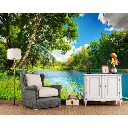 Papel de parede Beautiful mountain river natural scenery 3d wallpaper mural,living room tv wall bedroom wall papers home decor