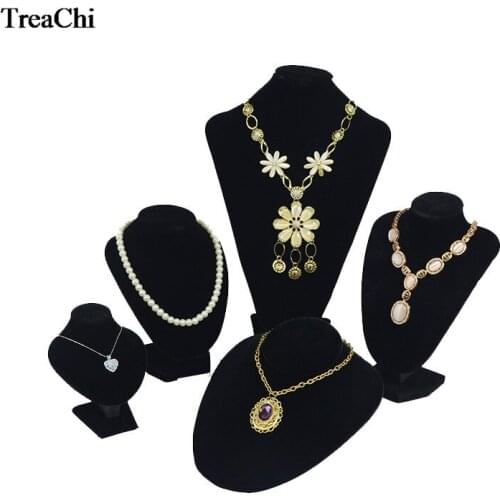 5 Sizes Simplicity Black Velvet Jewelry Display Mannequin Bust Wood Necklace Pendant Bracelet Organizer Storage Exhibition Stand