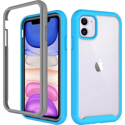 360 Color Border Two in one Phone Case For iPhone X XS XR 12 11 MiNi Pro Max SE 6S 6 7 8 Plus 2020 Shockproof Transparent Cover