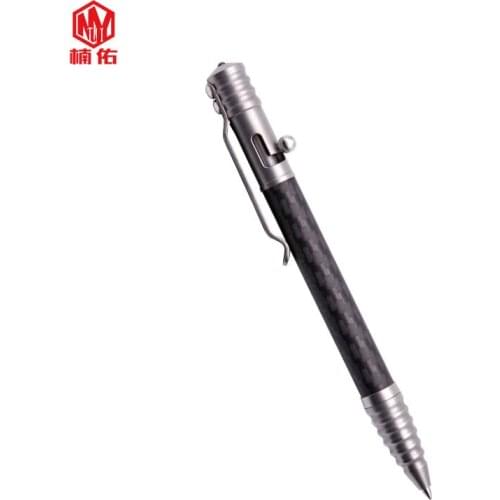 1PC Titanium Alloy Carbon Fiber Pen Bolt Spring Press Signature Writing Pen Outdoor EDC Broken Window Multi-tool Tactical Pen