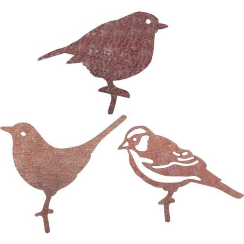 Rusty Metal Bird Garden Stake Animal Silhouette Fence Decor Statues Ornament for Yard Lawn Outdoor Decor