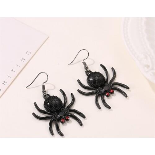 Halloween Red Eye Spider Dangle Earrings For Women Exaggeration Vintage Charm Fashion Gothic Anime Drop Earrings Jewelry Gifts