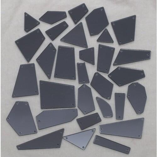 Grey Acrylic Mirror Sew On Rhinestones DIY Flatback Mirror Acryl Sew On Stones with Holes For Sewing