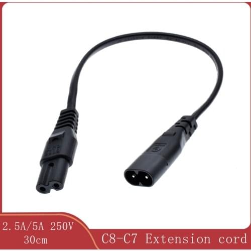 "8" Figure C7 Power Cable with Switch,IEC 320 C8 to C7 Extension Cord with On/Off ,C7 Power Lead cables switch Short Wires