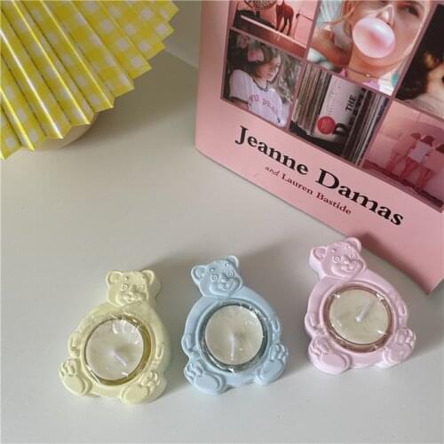 Cute Bear Plaster Mold INS bear candle holder silicone Clay moulds DIY candle mold