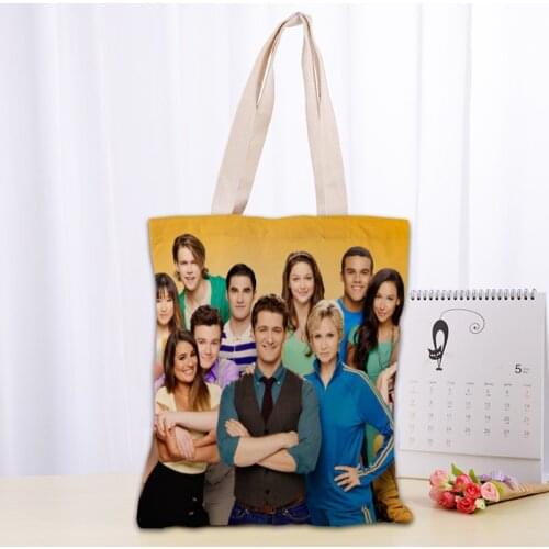 Custom Glee TV Tote Bag Foldable Shopping Bag Reusable Eco Large Unisex Canvas Fabric Shoulder Bags Tote Grocery Cloth Pouch