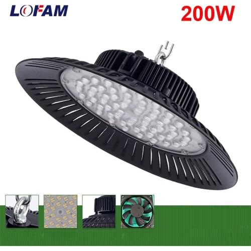 Lightingview 200W UFO LED High Bay Light Factory Warehouse Industrial Lighting Commercial Bay Lighting for Garage Factory Works