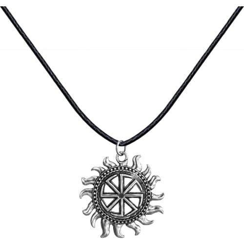 Son of Sun Sloar Kolovrat Slavic Amulet Pendant Necklace Rope Chain Viking Statement Jewelry For Boyfriend Gifts
