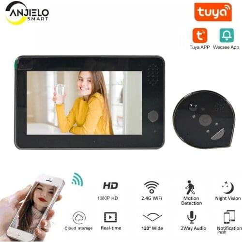 4.3 Inch Smart wifi Door peephole Camera home Video eye Doorbell HD1080P Night PIR Mobile Phone IOS Android Wecsee & tuya APP