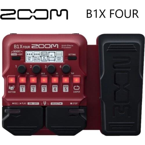 Zoom B1X Four Electric Bass Effects Processor with Expression Pedal Bass Multi-Effects Pedal