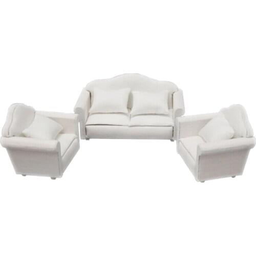 1/12 Pretend Play Toy Miniature Sofa Set Living Room Furniture Accessories Toy For Children Kids Gift Simulation Dollhouse Sofa