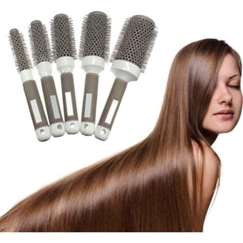 1PC Eramic Ion Hair Brush Nano Thermal High Temperature Resistant Round Barrel Comb Salon Hairdressing Drying Curling Hair Tool