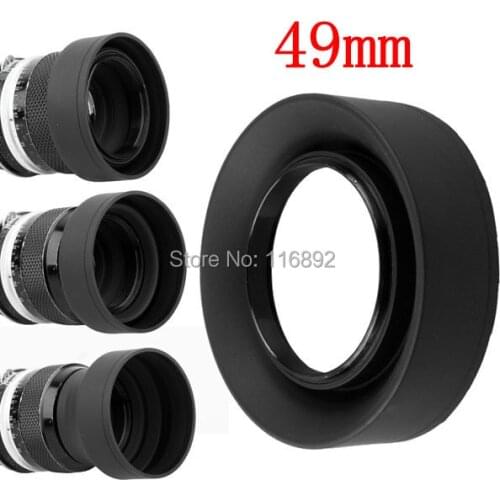 10pcs/lot 49mm 3-Stage 3 in1 Collapsible Rubber Foldable Lens Hood 49 mm DSIR Lens for canon nikon Sony Pentax Fujifilm camera