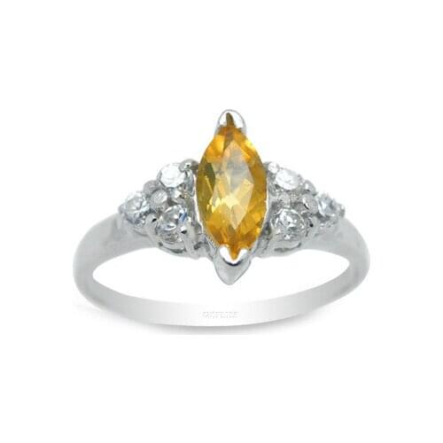 100% Natural Citrine Ring for Daily Wear 4mm*8mm Marquise Cut Crystal Silver Ring 925 Silver Citrine Jewelry