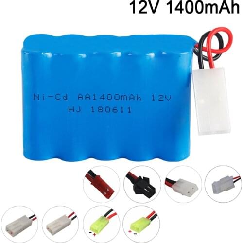 12v 1400mah Rechargeable battery for RC boat model car toys electric Toy Trucks Tank Guns nicd 12 v AA battery with charger