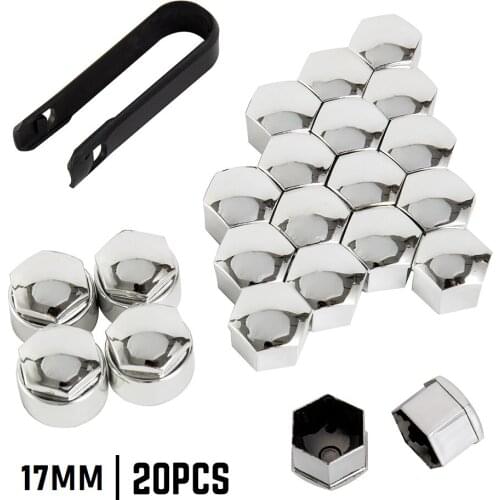 20pcs 17mm Car Wheel Nut Bolt Head Cover Protective Bolt Caps Dust Proof Rims Exterior Decoration Protecting Bolt Rims Silver
