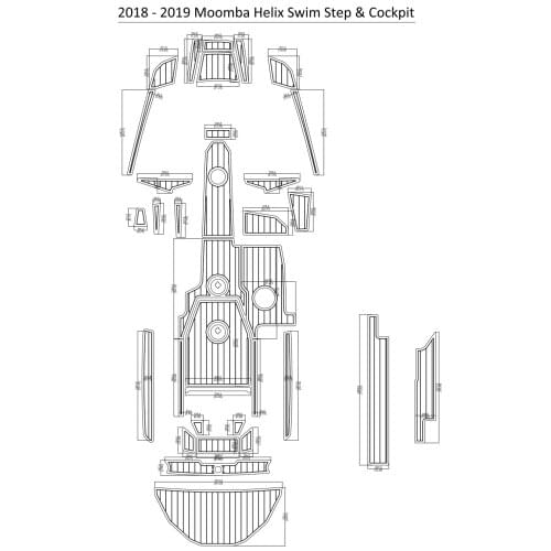 2018-2019 Moomba Helix Swim Step & Cockpit Pad Boat EVA Teak Decking 1/4" 6mm