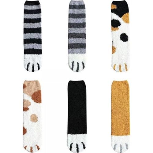 3D Unisex Coral Fleece Socks Cute Cats Claws Short Socks Cartoon Animal Paw Socks Women Zebra Tiger Cat Paw