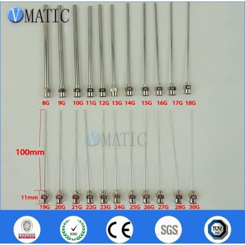 Free Shipping High Precision 10cm Blunt Stainless Steel 10Pcs Dispensing Syringe Needle 100mm From 8G-30G