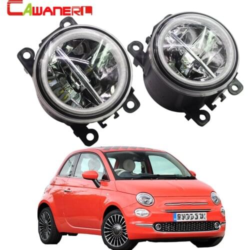 Cawanerl For Fiat 500 L4 1.4L 2012 2013 2014 2015 Car Styling LED Bulb 4000LM Fog Light + Angel Eye Daytime Running Light 12V
