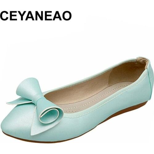 CEYANEAO Autumn Ladies' Shoes Big Size Soft Ballet Flats Women Sweet Candy Colors Woman Flat Shoes For Career Office ShoesE1568