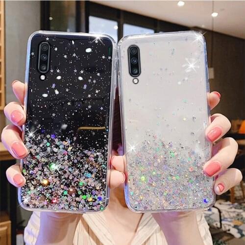 For Samsung Galaxy A7 2018 Case Bling Glitter Phone Cover Samsung A7 2018 S21 Ultra Plus A52 A72 A51 A71 A70 A50 A12 A21S Cases
