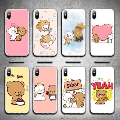 Milk Mocha bear Phone Case for iphone 12 pro max mini 11 pro XS MAX 8 7 6 6S Plus X 5S SE 2020 XR cover