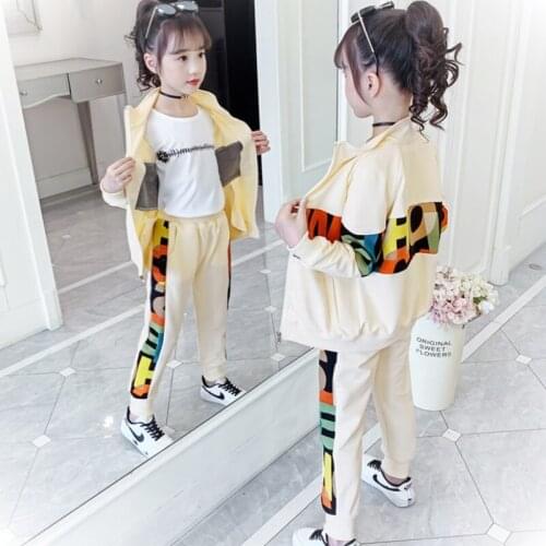 Children Autumn Spring Girls Clothing Suits Winter Coat Kids Colored Cotton Sweatshirt Tracksuit Sport Sets Outwear Clothes