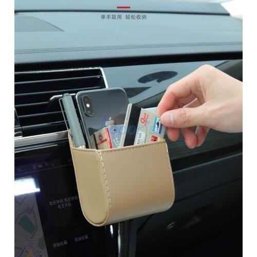 For hyundai i30 solaris verna ix35 accent creta ix25 tucson AC Outlet Air Vent Storage Bag Organizer Card Phone Holder Pocket